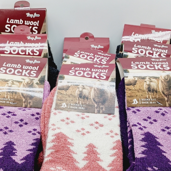 ⚫️ 12 Lamb Wool Crew Socks/Thermal Warm Winter Boot Socks Size 9-11 Women - Picture 7 of 11
